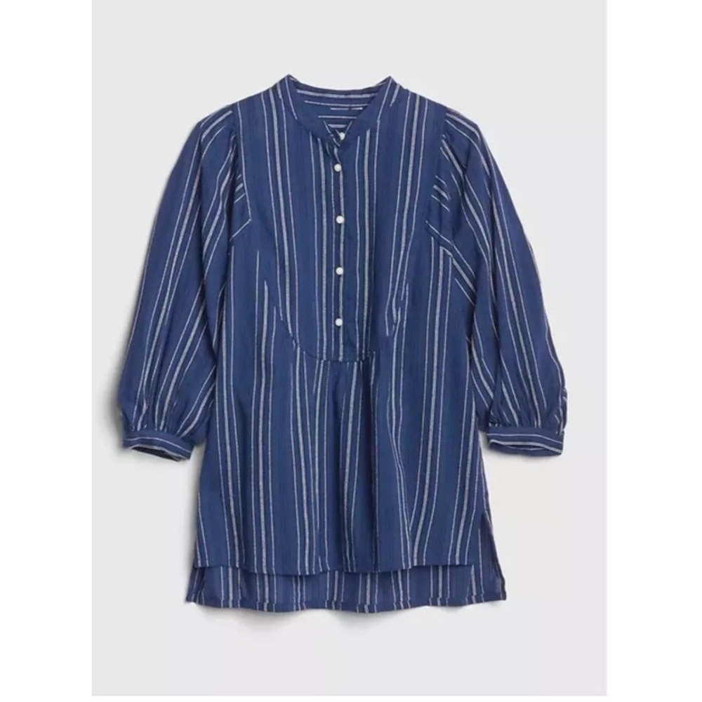 GAP Popover stripe bib front blouse Blue Stripe L item #463605 New Nwt